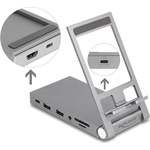 Delock táblagép és notebook dokkoló állomás 4K beépített tartóval - HDMI / USB / Hub / SD / Micro SD / PD 3.0 - összecsu