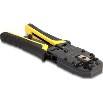 Delock univerzális krimpelő szerszám huzalcsupaszítóval 10P (RJ50), 8P (RJ45), 6P (RJ12/11), 6P DEC vagy 4P moduláris cs