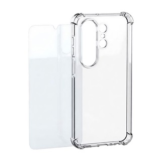 Designed for SAMSUNG műanyag telefonvédő ütésállóság, légpárnás sarok + képernyővédő üveg, ÁTLÁTSZÓ