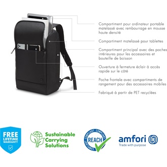 Dicota Backpack Eco MOTION 13-15,6" notebook poliészter hátizsák fekete 23L