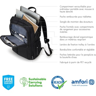 Dicota Backpack Eco SCALE 13-15,6" notebook poliészter hátizsák fekete 19,5L