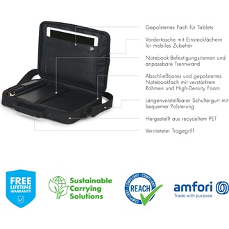 Dicota Bag Eco Multi SCALE 15-17,3" notebook poliészter oldaltáska fekete