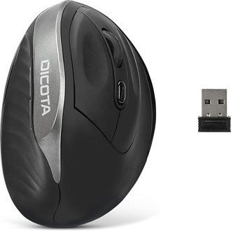 Dicota D31981 Ergonomic Relax optikai vezeték nélküli vertikális egér fekete-szürke