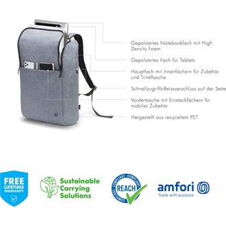 Dicota Eco Backpack Motion Blue Denim 13-15,6" notebook hátizsák kék