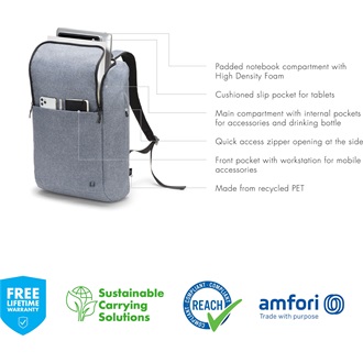 Dicota Eco Backpack Motion Blue Denim 13-15,6" notebook hátizsák kék