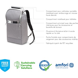 Dicota Eco Backpack Motion Light Grey 13-15,6" notebook hátizsák világosszürke