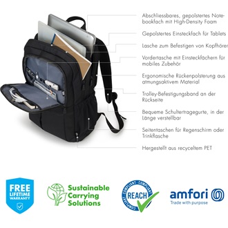 Dicota Eco Backpack Scale 15-17,3" notebook hátizsák fekete