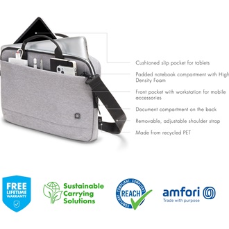 Dicota Eco Slim Case Motion Light Grey 14-15,6" notebook oldaltáska világosszürke