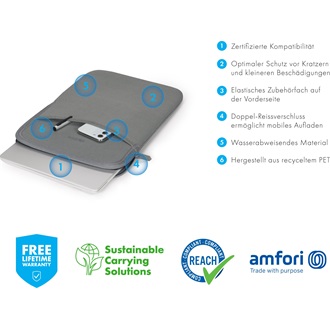 Dicota Eco Slim S Sleeve Grey For Microsoft Surface notebook táska szürke