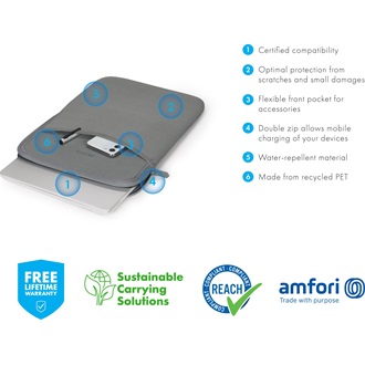 Dicota Eco Slim S Sleeve Grey For Microsoft Surface notebook táska szürke