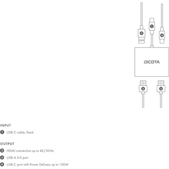 Dicota Portable 4-in-1 Mini Docking Station 4K PD 4-port 100W USB-C dokkoló ezüst