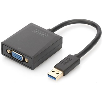 Digitus DA-70840 USB-A 3.0 -> VGA M/F adapter 0.15m fekete