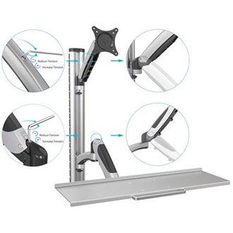 Digitus DA-90354 27" monitor tartó asztalra ezüst + billentyűzet tartó