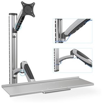 Digitus DA-90354 27" monitor tartó asztalra ezüst + billentyűzet tartó