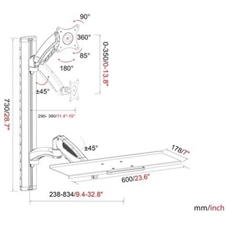 Digitus DA-90354 27" monitor tartó asztalra ezüst + billentyűzet tartó