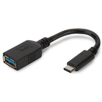 Digitus OTG USB-C -> USB-A 3.0 M/F adapter 0.15m fekete