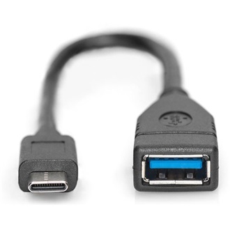 Digitus OTG USB-C -> USB-A 3.0 M/F adapter 0.15m fekete