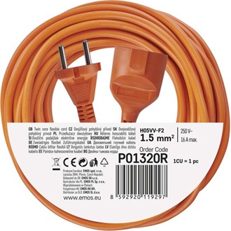 EMOS P01320R 20m 1,5 mm2 230V narancssárga hosszabbító