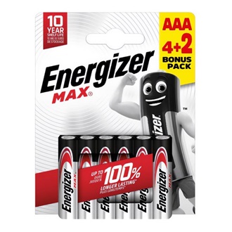 ENERGIZER MAX tartós elem (AAA, LR03, 1.5V, alkáli) 6db/csomag