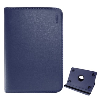 ENKAY tok álló, bőr hatású (univerzális, FLIP, asztali tartó, 360°, 10" méret) SÖTÉTKÉK (Gigapack csomagolás)