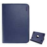 ENKAY tok álló, bőr hatású (univerzális, FLIP, asztali tartó, 360°, 7" méret) SÖTÉTKÉK (Gigapack csomagolás)