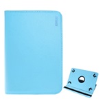 ENKAY tok álló, bőr hatású (univerzális, FLIP, asztali tartó, 360°, 7" méret) VILÁGOSKÉK (Gigapack csomagolás)