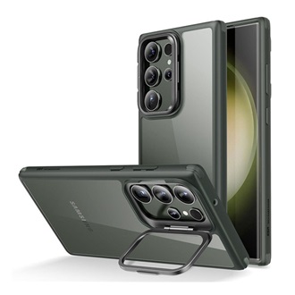 ESR CLASSIC szilikon telefonvédő (ütésállóság, légpárnás sarok, kitámasztó) FEKETE/SÖTÉTZÖLD