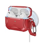 ESR CYBER ARMOR HALOLOCK szilikon tok karbon minta + karabíner, MagSafe, PIROS Apple AirPods Pro 1-2