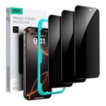 ESR PRIVACY képernyővédő üveg 3db (2.5D, 9H, betekintés ellen + segédkeret) FEKETE