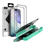 ESR ULTRAFIT ARMORITE képernyővédő üveg 2db (2.5D, 9H, EXTRA erős + segédkeret) FEKETE