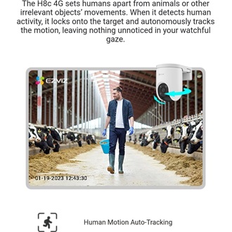 EZVIZ H8c kültéri 4G kamera 3MP 2K, színes éjszakai kép, 360°panoráma kép, ember/jármű érzékelés automata követés, 512GB