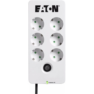 Eaton PB6D Protection Box 6db villásdugó CEE 7/3 (EU) elosztó 1.5m fehér-fekete