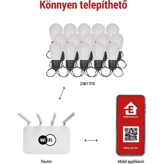 Emos GoSmart 15x parti izzók, 15 m, kültéri és beltéri, RGBIC WiFi LED fényfüzér