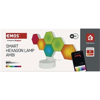 Emos GoSmart Hexagon fehér, 6 részből álló, RGBIC dimmelhető, WiFi LED asztali lámpa