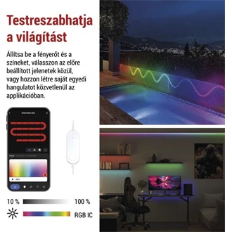 Emos GoSmart NEON fehér, 3 m, 24 W, RGBIC dimmelhető, WiFi LED szalag