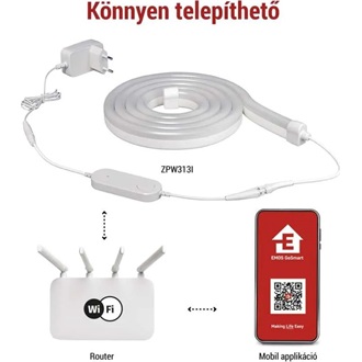 Emos GoSmart NEON fehér, 3 m, 24 W, RGBIC dimmelhető, WiFi LED szalag