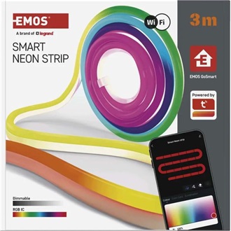 Emos GoSmart NEON fehér, 3 m, 24 W, RGBIC dimmelhető, WiFi LED szalag