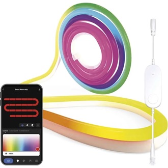 Emos GoSmart NEON fehér, 3 m, 24 W, RGBIC dimmelhető, WiFi LED szalag