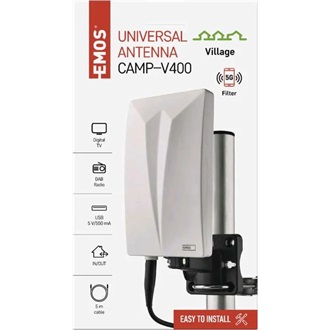 Emos J0802 VILLAGE CAMP–V400, DVB-T2, FM, DAB, LTE/4G/5G szűrő univerzális antenna