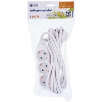 Emos P0325R 3db villásdugó CEE 7/3 (EU) elosztó 5m fehér