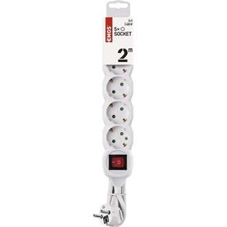 Emos P1522 5 aljzat 2méter 1mm2 kapcsolós fehér hosszabbító