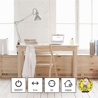 Emos P1525R 5 aljzat 5méter 1,5mm2 kapcsolós fehér hosszabbító