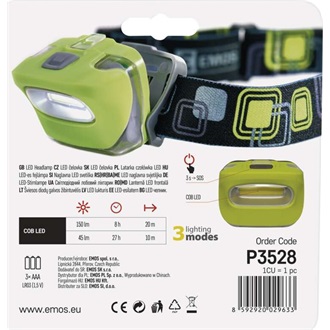 Emos P3528 COB LED 2W 150lm 3×AAA fejlámpa