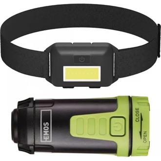 Emos P4007 COB LED fejlámpa készlet + mini kempinglámpa