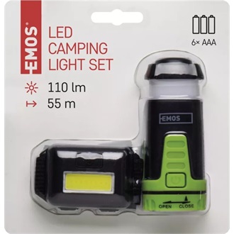 Emos P4007 COB LED fejlámpa készlet + mini kempinglámpa