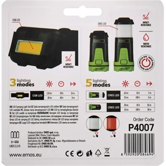 Emos P4007 COB LED fejlámpa készlet + mini kempinglámpa