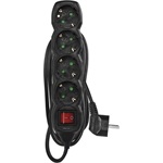 Emos PC1425R 5m/ 4aljzat/kapcsolós/fekete/PVC/1,5mm2 hosszabbító