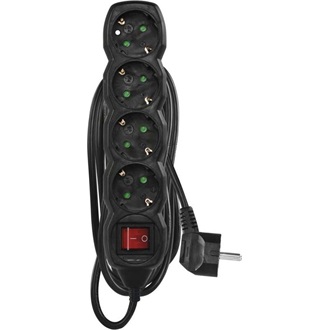 Emos PC1425R 5m/ 4aljzat/kapcsolós/fekete/PVC/1,5mm2 hosszabbító