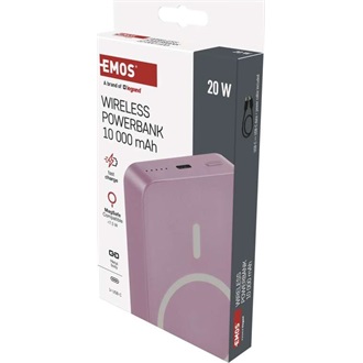 Emos WI 1046, 10 000 mAh, 20 W+Wireless, lazac powerbank
