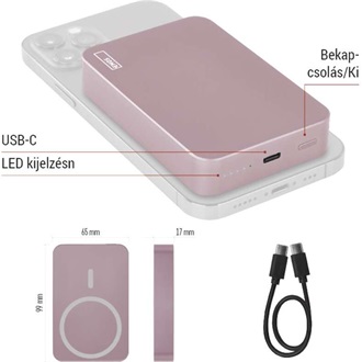 Emos WI 1046, 10 000 mAh, 20 W+Wireless, lazac powerbank